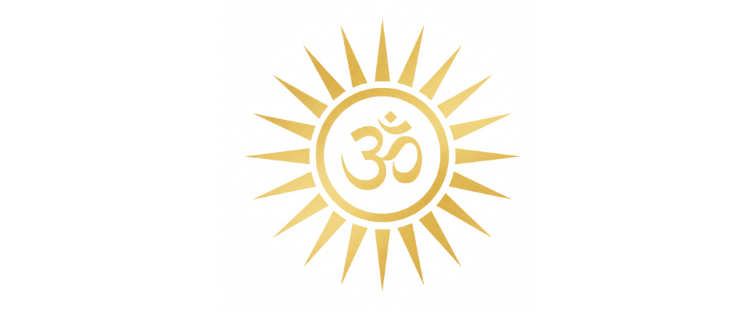 Parijatha Jyotish Dresden Artikelbild für den Artikel über Sattva Guna - Eine Sonne mit einem Om Symbol im Zentrum als Zeichen der Reinheit